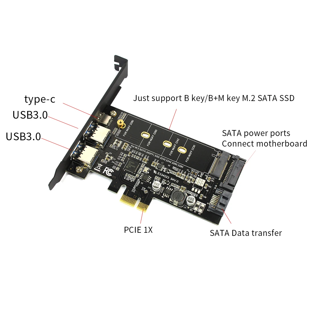 Двойной USB3.0& Тип-c M.2 Адаптерная плата PCIe M2 SSD SATA B Ключ к PCI-e конвертер контроллера карты расширения для 2280 2260 2242 2230 NGFF