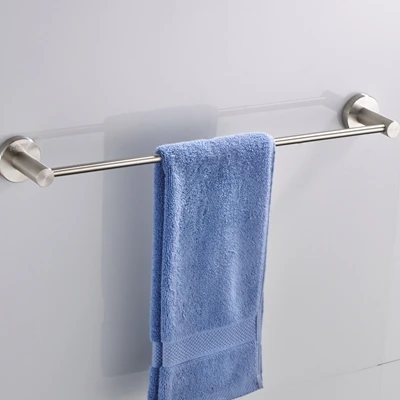 Нержавеющая сталь никель матовый аксессуары для ванной комнаты настенный держатель для полотенец Держатель Для Бумаги Полка для душа ванна Аппаратный набор - Цвет: Single Towel Bar