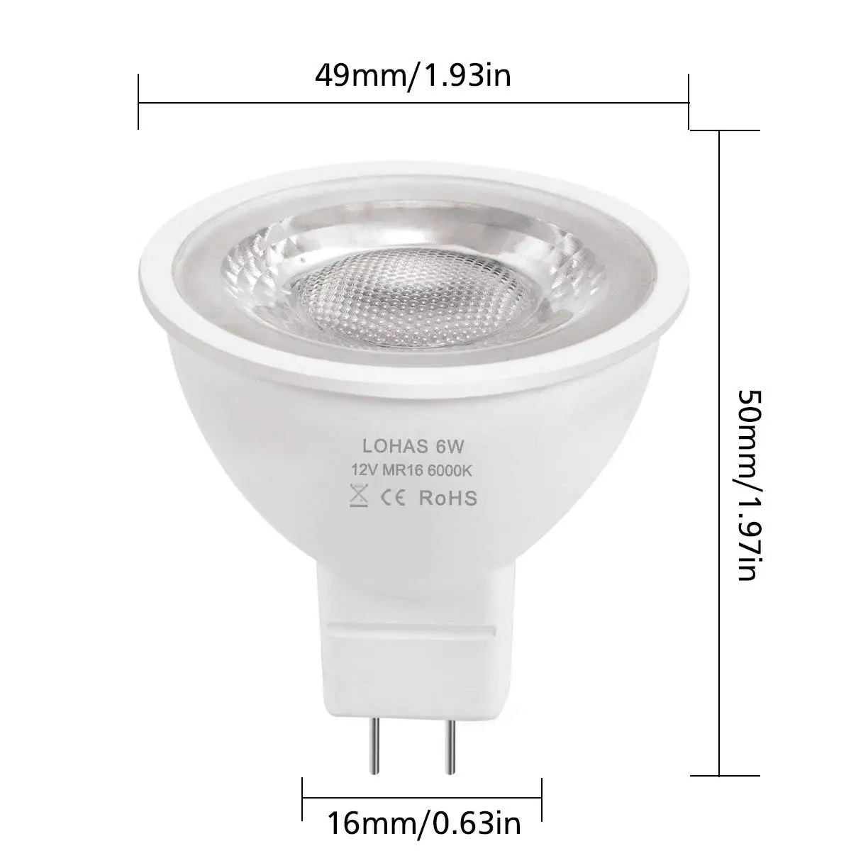 6 W MR16 Светодиодный лампочки, 50 W галогенный эквивалент день белый 6000 K 500LM 120 Угол луча осветительная лампа упаковка из 6 [Класс