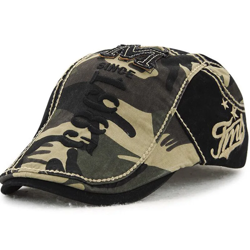 

1 Pcs 2018 Spring New Visors Caps Camouflage Embroidery letters Cotton Hats For Men Brand Snapback Men Hats 5 Colors 8646