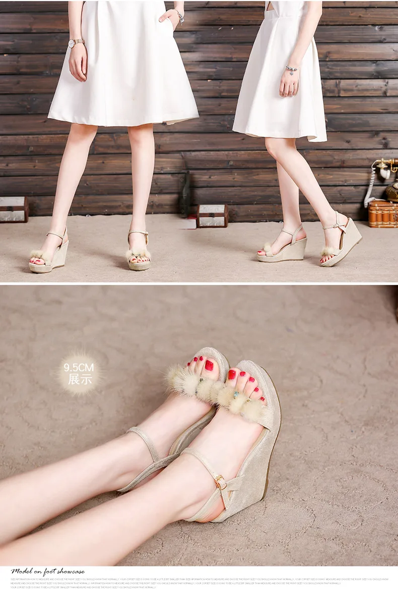 40_2019 Summer Fashion Womens Wedge Sandals Female Retro High Heeled Platform Rhinestone Shoes Online