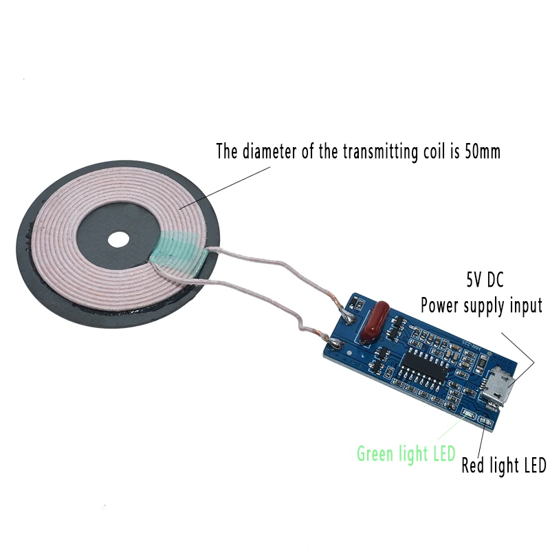 5V 1A беспроводной источник питания Зарядка 5W беспроводное зарядное устройство передатчик Универсальная Быстрая зарядка DIY микро usb зарядка катушка
