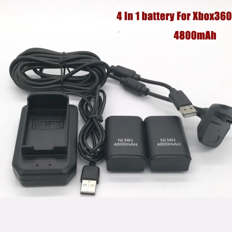 

DUBAZ Batteries for Xbox 360 Wireless Game Controller Gamepads 2*4800mah battery ,1*battery charger, 1*straight charging cable