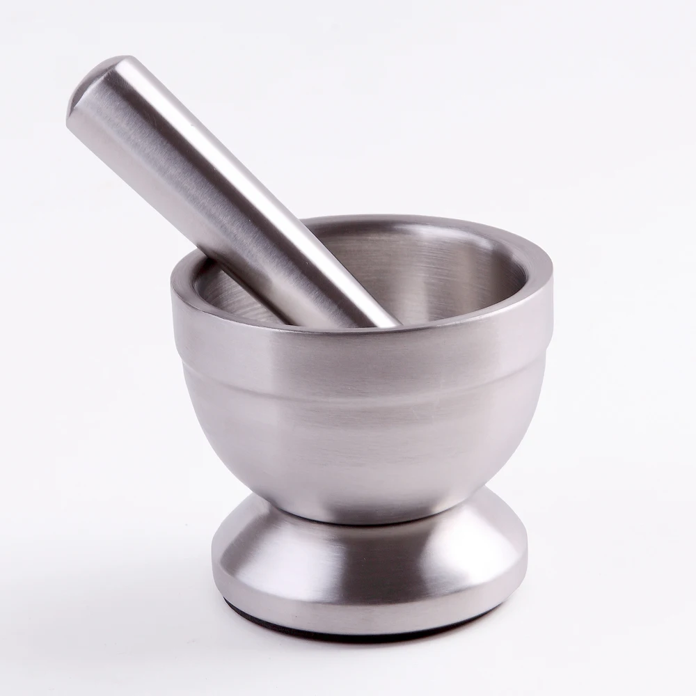 Thickening stainless steel mortar and pestle garlic milling device