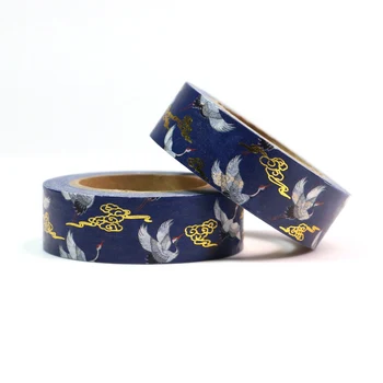 

NEW foil Auspicious Cloud & white crane Paper Sticky Adhesive Chinease Pattern Washi Tape Stationery School Supplies