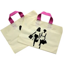 Mango de plástico Bolsa de Regalo de Compras de Las Mujeres Camiseta de La Manera Del Paquete Bolsas de Dulces de la Boda Amarillo de Fondo de Color Rosa