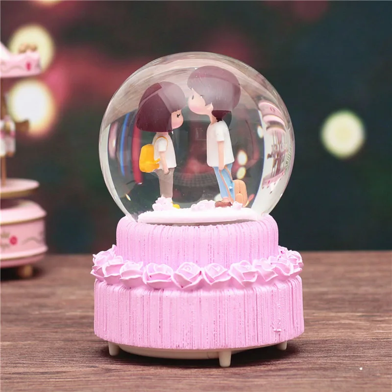 Pareja creativa bola de cristal copo de nieve giratoria caja de música adornos amor caja de música agua Polo artesanías decoración del hogar regalos Pareja creativa bola de cristal copo de nieve giratoria caja de música adornos amor caja de música agua Polo artesanías decoración del hogar regalos
