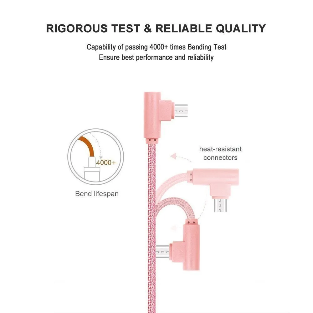 0,25 м L форма разъем Micro Зарядка через usb кабель 90 градусов правый угол черный нейлоновая оплетка синхронизации данных кабель передачи данных