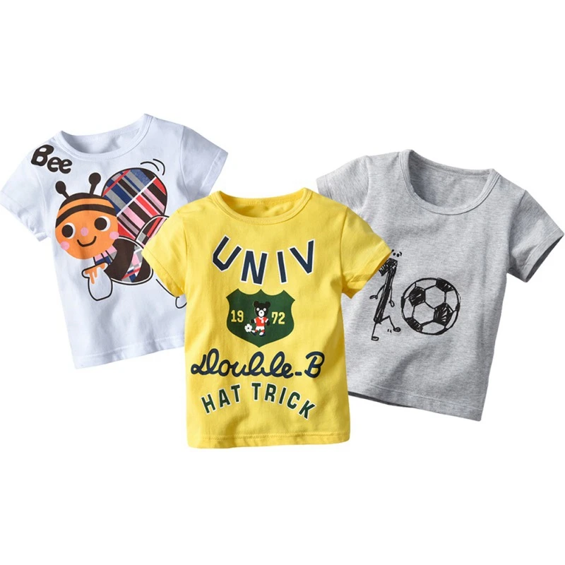 

3Pcs/lot Cotton T-shirts Boy Short Sleeve Baby Tops Tees Infant Girl Shirts Carton Print Kids Boy Summer Clothes