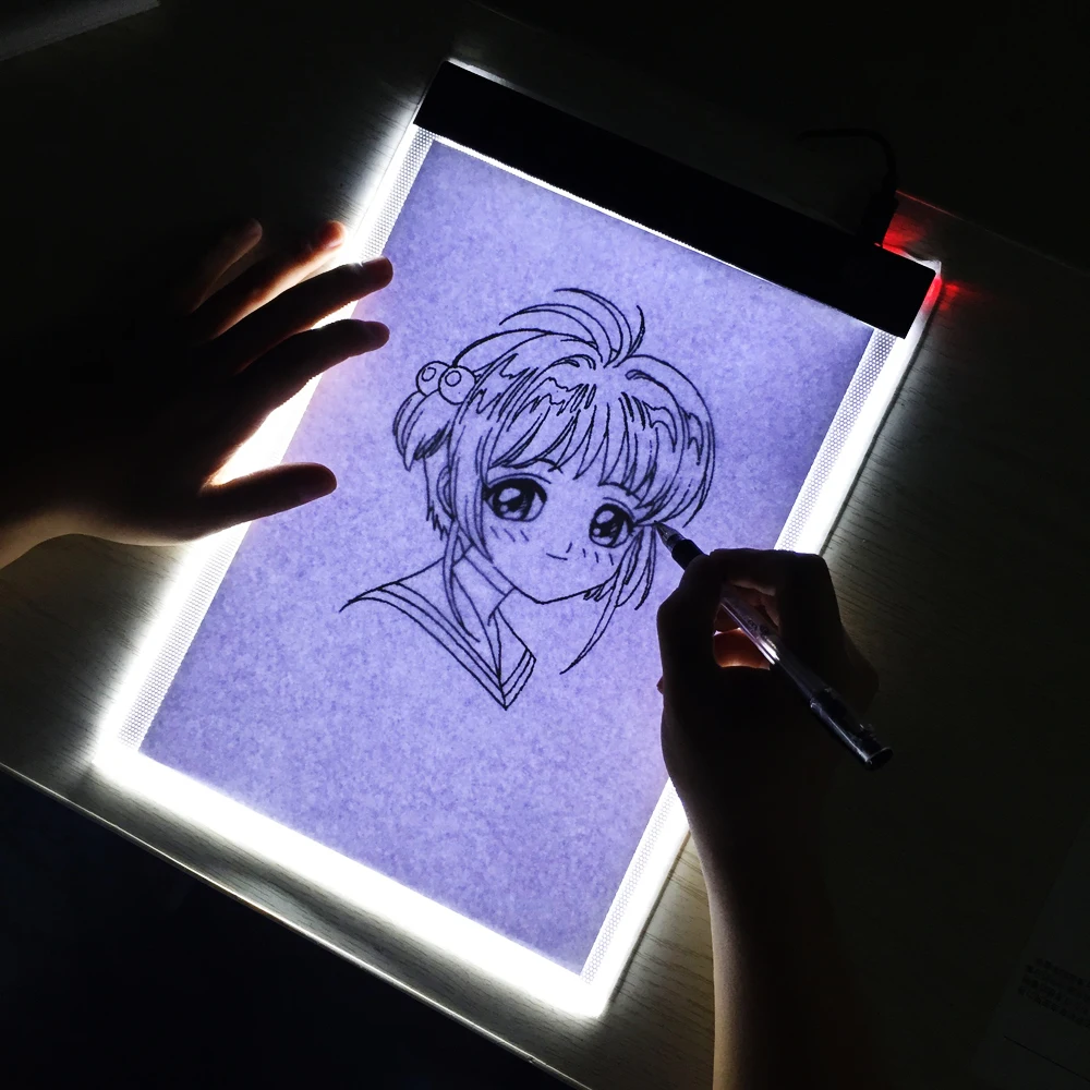 

Dimmable A4 LED Painting board Lightpad Tablet Ultrathin 3.5mm Pad For copy cartoon sketch draw from Cross Stitch drawing lovers