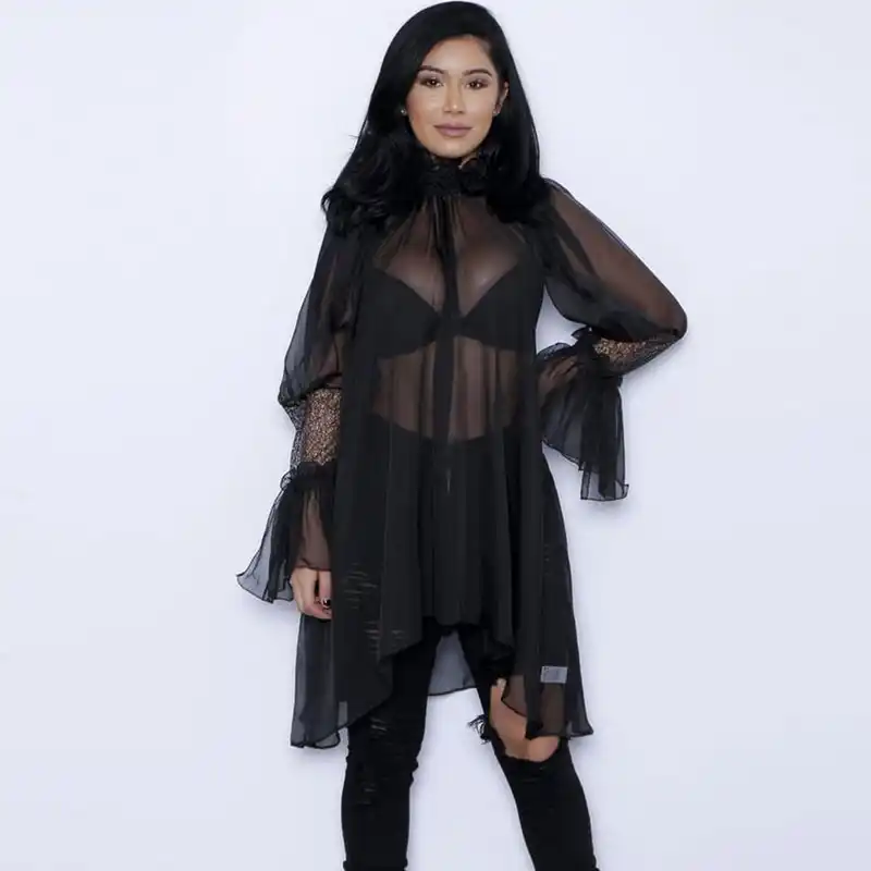 plus size sheer chiffon blouse