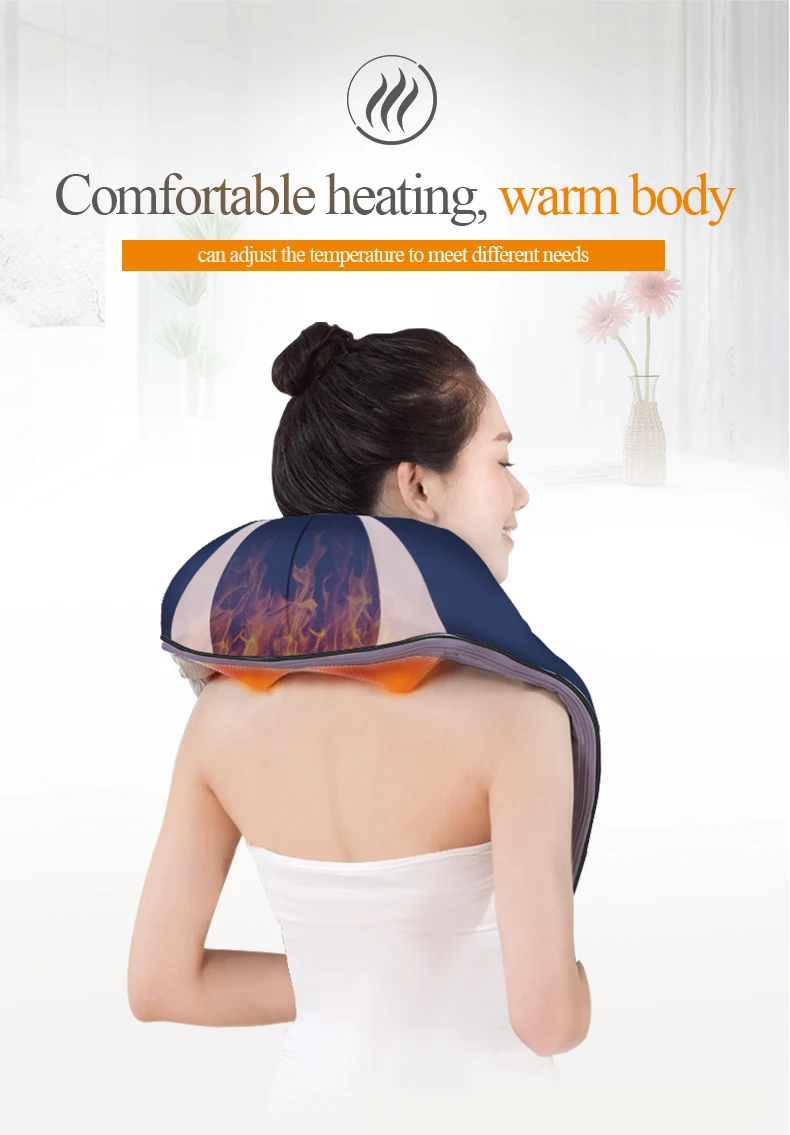 JinKaiRui Rechargeable Cordless Shoulder Body Massager Shiatsu Kneading Massage Hammer Heating Car Home Travel Dual Use07