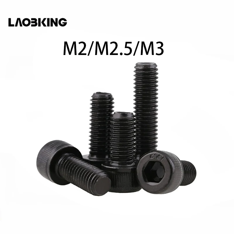 

50pcs/Lot Metric Thread DIN912 m2 m2.5 m3 Black Grade 12.9 Alloy Steel Hex Socket Head Cap Screw Bolts