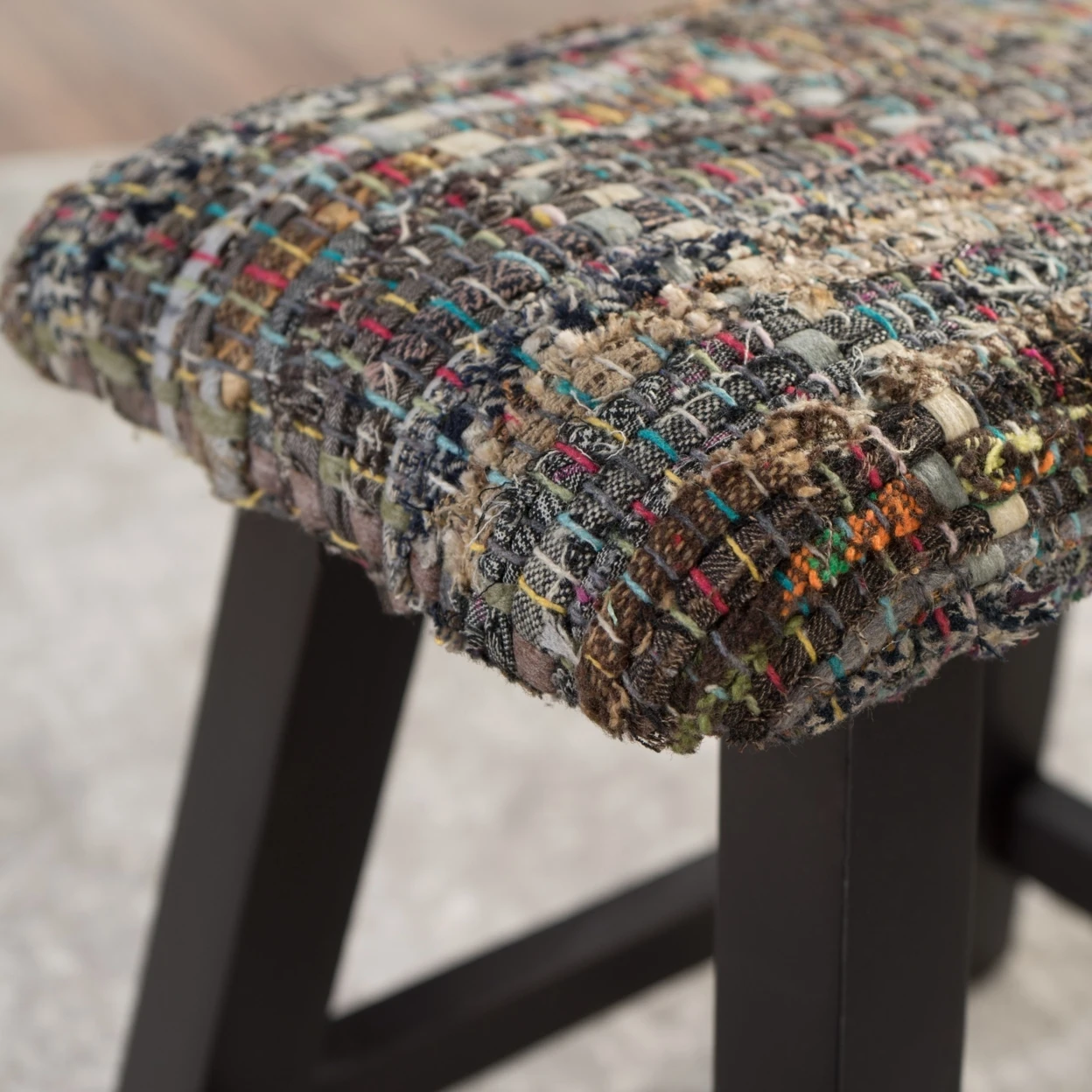 Reese Mixed Color Fabric Handmade Wood Stool (5)