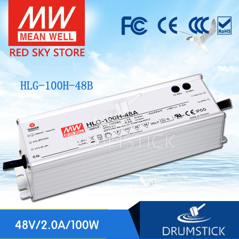 

MEAN WELL HLG-100H-48B 48V 2A meanwell HLG-100H 48V 96W Single Output LED Driver Power Supply B type
