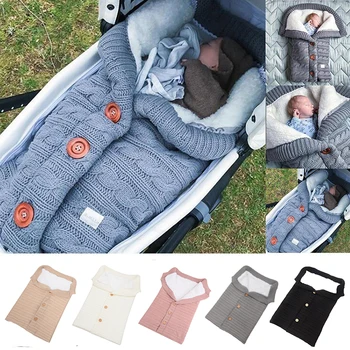

Baby Sleeping Bags Cotton Knitting Envelope for Newborn Newborn Baby stroller sleeping Bag winter Warm blanket For Kids