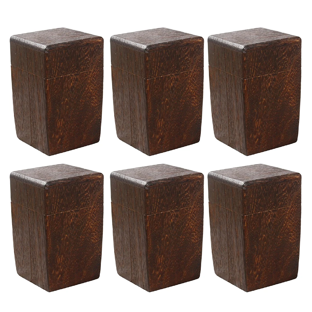 6x Square Wooden Tea Box Maccha Storage Box Canister Tea Jar Caddy Storage Box Case Handmade Organizer