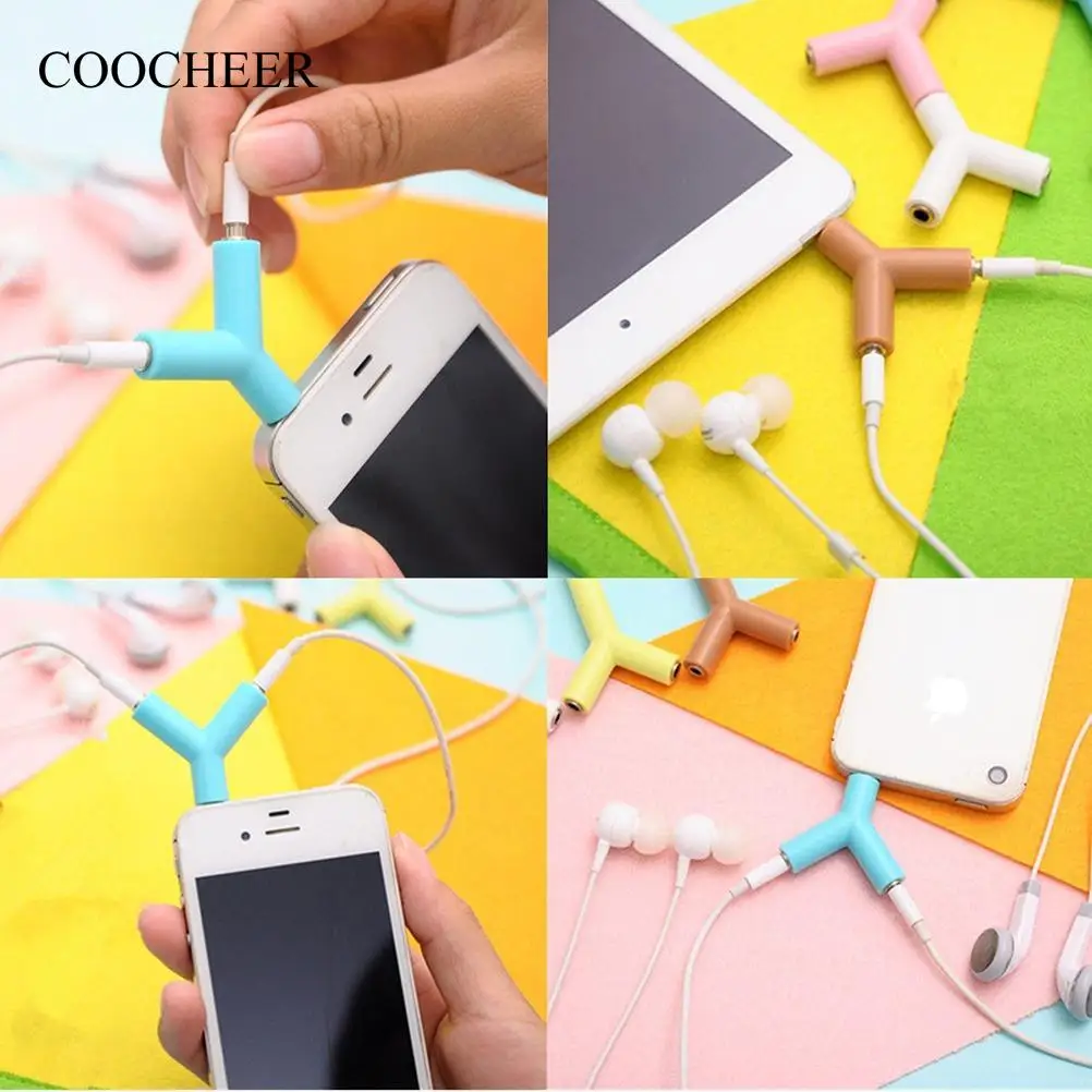

Splitter Adapter Earphone white/black Adapter Player to Double for iPhone New Jack 3.5mm Headphone for MP3 Headphone converter