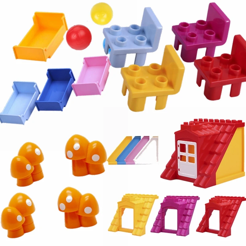 

Legoing Duplo Daily Necessities Marble Race Maze Ball Track Funnel Slide Bed Mushroom Assemble Blocks Compatible Legoings Duploe