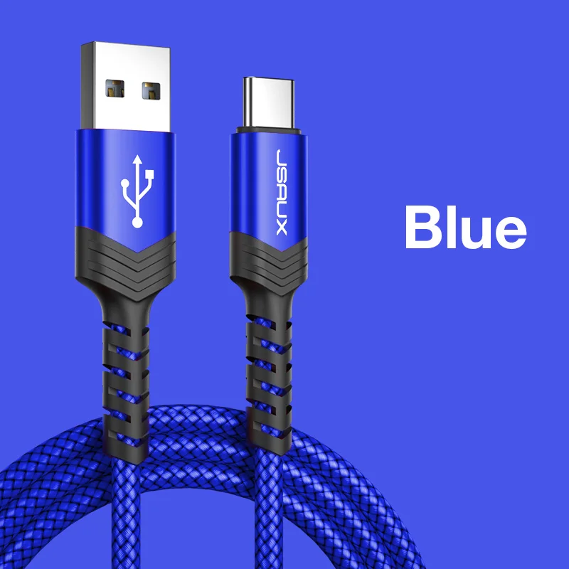 JSAUX usb type C кабель для USB C кабель для мобильного телефона Быстрая зарядка type C кабель для samsung S8 S9 Xiaomi Redmi Note7 Mi9 - Цвет: Blue