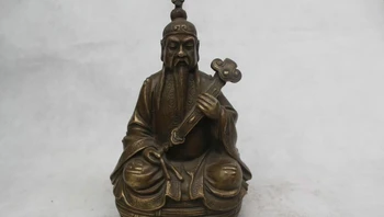 

10"Chinese Taoism Folk Pure Bronze excellent Lucky the very high lord
