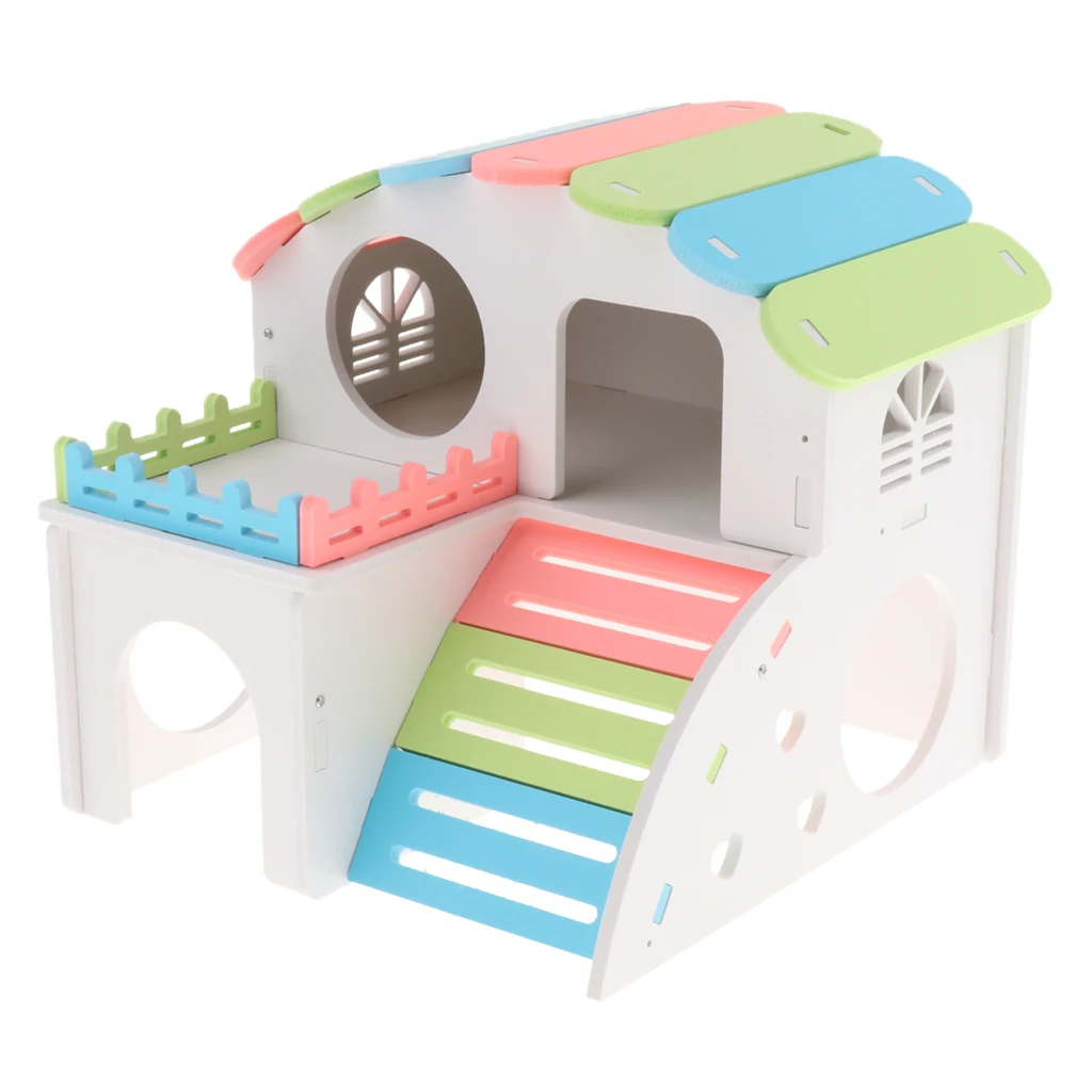 Hamsters Villa Nest Small Pet Bed Two-layer with Ladder and Balcony Cage Toy