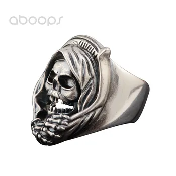 

Gothic 925 Sterling Silver Skull Ring for Men Boys Adjustable Free Shipping