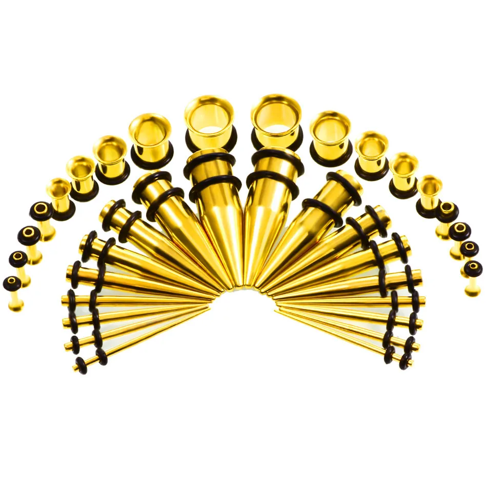 36pcs/lot Steel Ear Stretchings Kit Ear Plugs and Tunnels Ear Rings 1.6