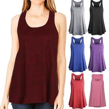 Women Sleeveless Top Sport yogic Top Solid Color Flowy Racerback Tank Top Vest Top Femme racerback tank top