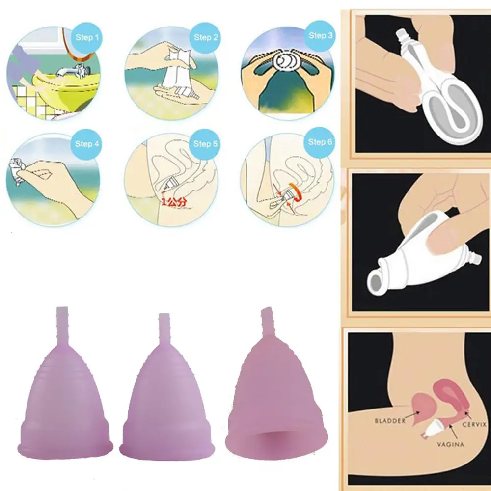 

1 Medical Grade Silicon Menstrual cup Reusable Women Period Cup Menstrual Sterilizing Collapsible Cups Care for Feminine Health