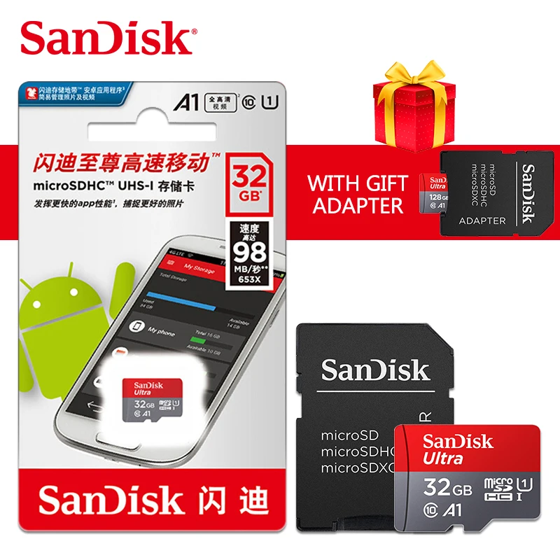 Карта памяти SanDisk Micro SD 16 ГБ 32 64 128 ГБ|Карты памяти| |