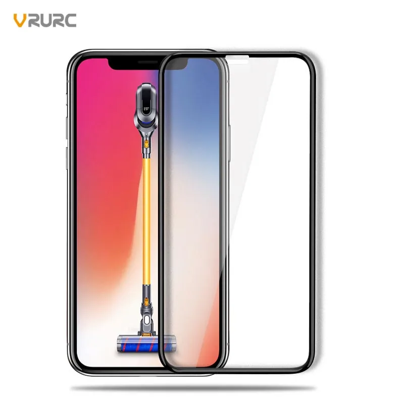 Vrurc Screen Protector for iPhone X Xs 6s 7 8 6 7 8 Plus Tempered Glass 3D Curved edge Full Cover Glass Film with retail package