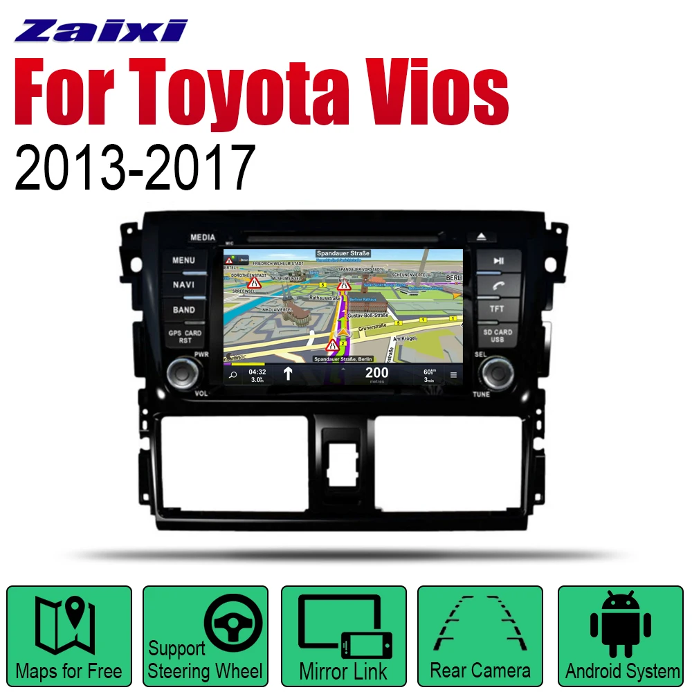 

ZaiXi Android 2 Din Auto Radio DVD For Toyota Vios 2013~2017 Car Multimedia Player GPS Navigation System Radio Stereo