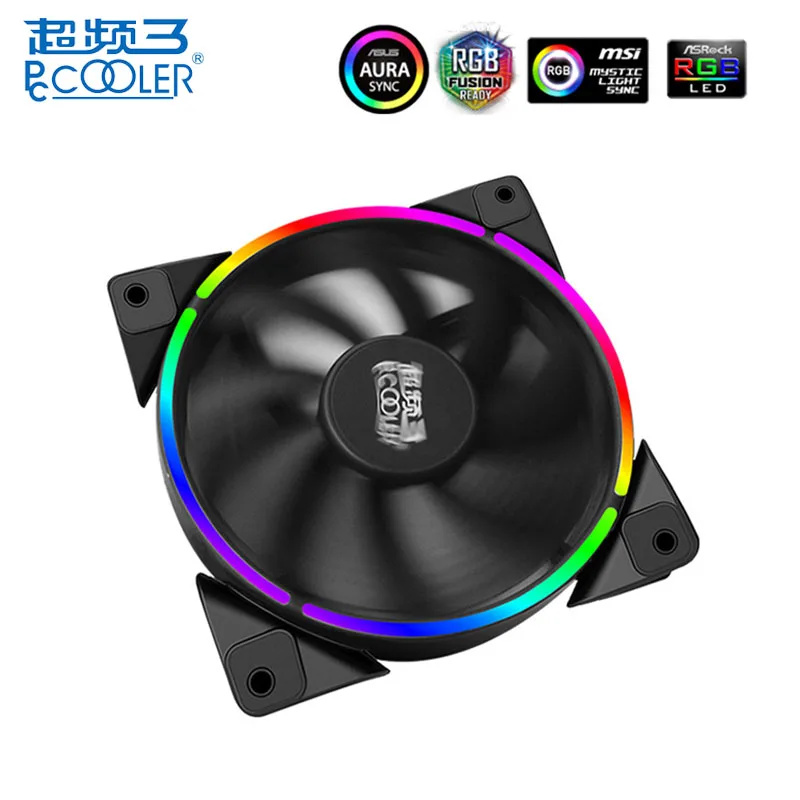 

PCCOOLER 120mm CPU AURA RGB Cooling Fan PC Case Cooler 4 Pin PWM Ultra Quiet LED Adjustable for CPU Cooler Computer Fans