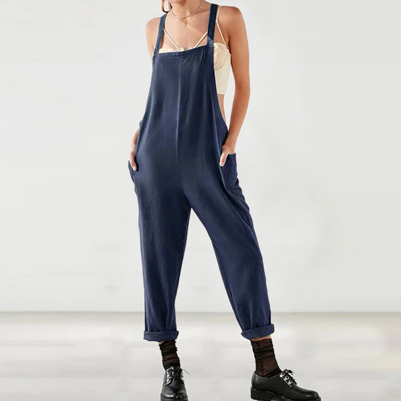 S-5XL Women's Jumpsuits Woman Casual Loose Long Harem Trousers Pants Plus Size Solid Romper Jumpsuit Female Sexy Bib Overalls