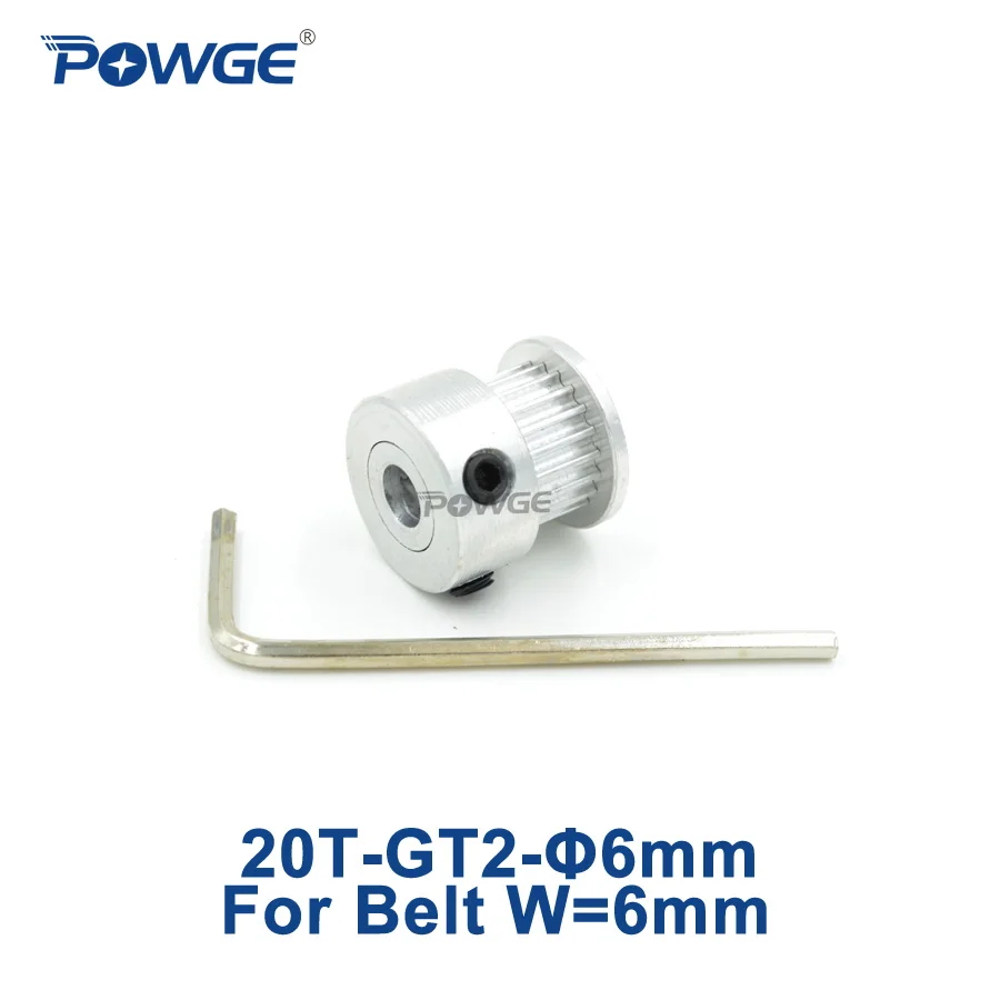 

POWGE GT2 Timing Pulley 20 teeth Bore 6mm for Width 6mm 2GT Open Belt used in linear drive Positioning Accuracy 20T 20Teeth 1pcs