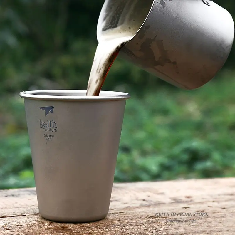 Keith titanio puro cerveza Drinkware Camping al aire libre de titanio de color café ultraligero taza de viaje 350 ml 450 mL 40G 45g