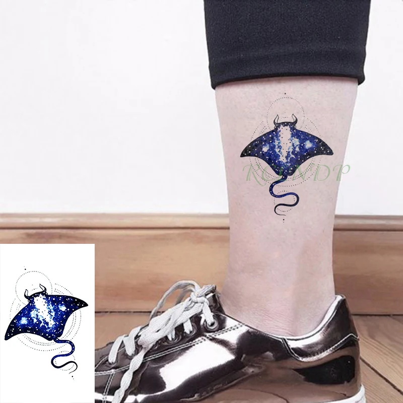 Водонепроницаемые временные тату наклейки КИТ большой компас с рыбами поддельные тату флэш-тату Татуировка рука задняя нога для девушек женщин мужчин