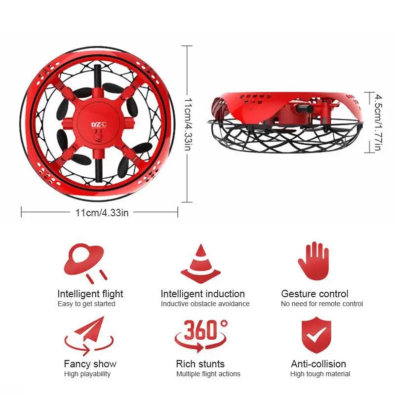 Ручной светодиодный шар НЛО Мини-пульт дистанционного управления Интеллектуальная Индукционная четырехосевая авиационная подвеска Дрон игрушки для детей мальчиков
