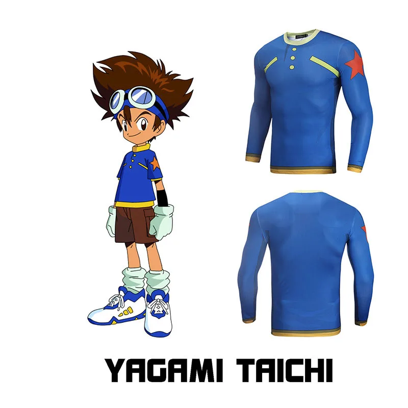 Японский аниме Digimon Taichi Фитнес Мужская футболка с длинным рукавом 3D принтом