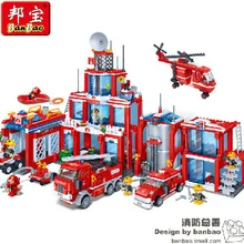 Banbao модель строительные наборы Совместимость с loge city пожарная станция 3D блоки образовательные модели строительные игрушки хобби для детей