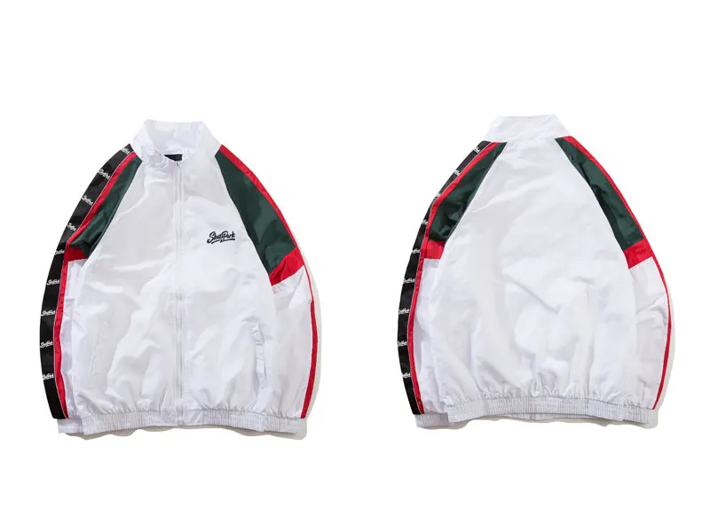 Sleeve Ribbon Color Block Zip Track Jackets 5