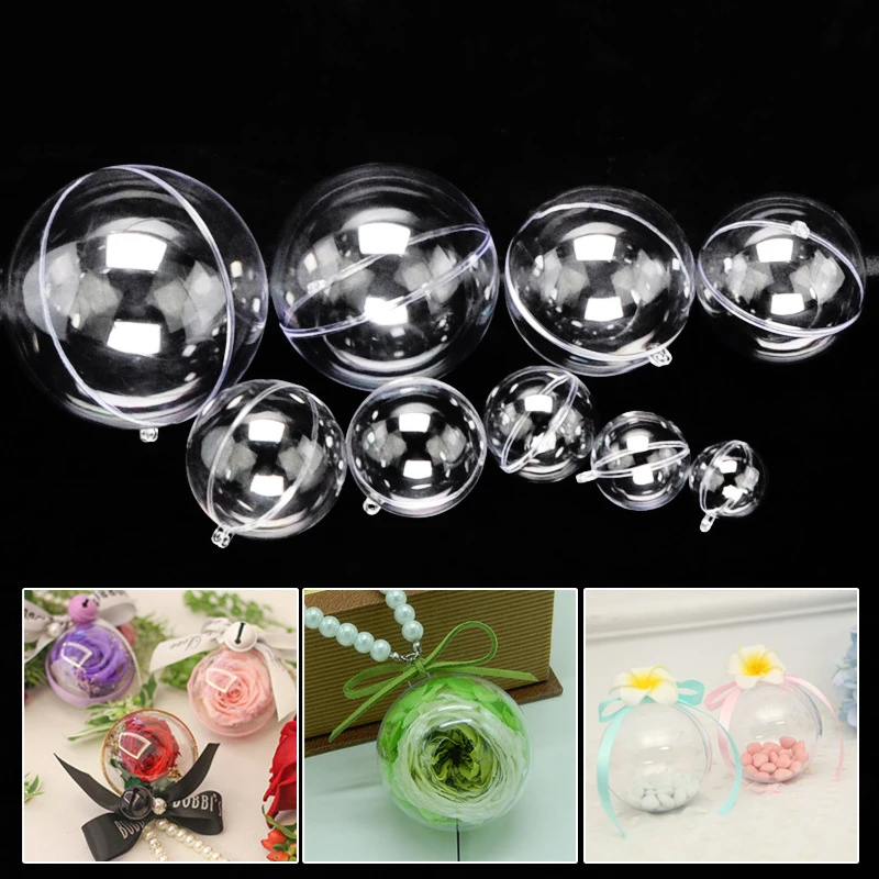 1 ПК акрил мяч прозрачный пластиковый шар-цветочниц на свадьбе, для сохранения контейнер коробка конфет прозрачный браслет с акриловыми бусинами и полой сферой Подвесной Настенный декор P50