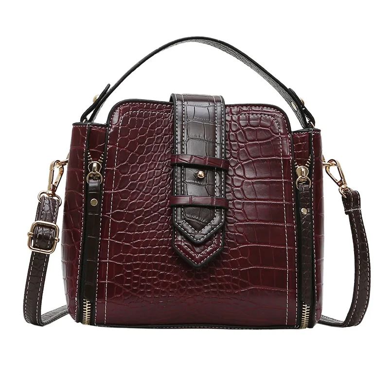 Crocodile Bucket Bag For Women 2019 Fashion Small Crossbody Bags Zippers Decoration PU Leather Shoulder Bag Handbags and Purses Crocodile Bucket Bag For Women 2019 Fashion Small Crossbody Bags Zippers Decoration PU Leather Shoulder Bag Handbags and Purses