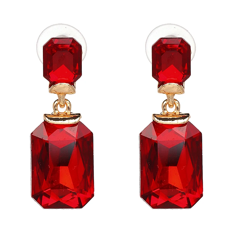 

New Arrival Square Shape Glass Dangle Earring Bottle Crystal Drops Earring Fashion Statement Jewelry For Women Wholesale 53