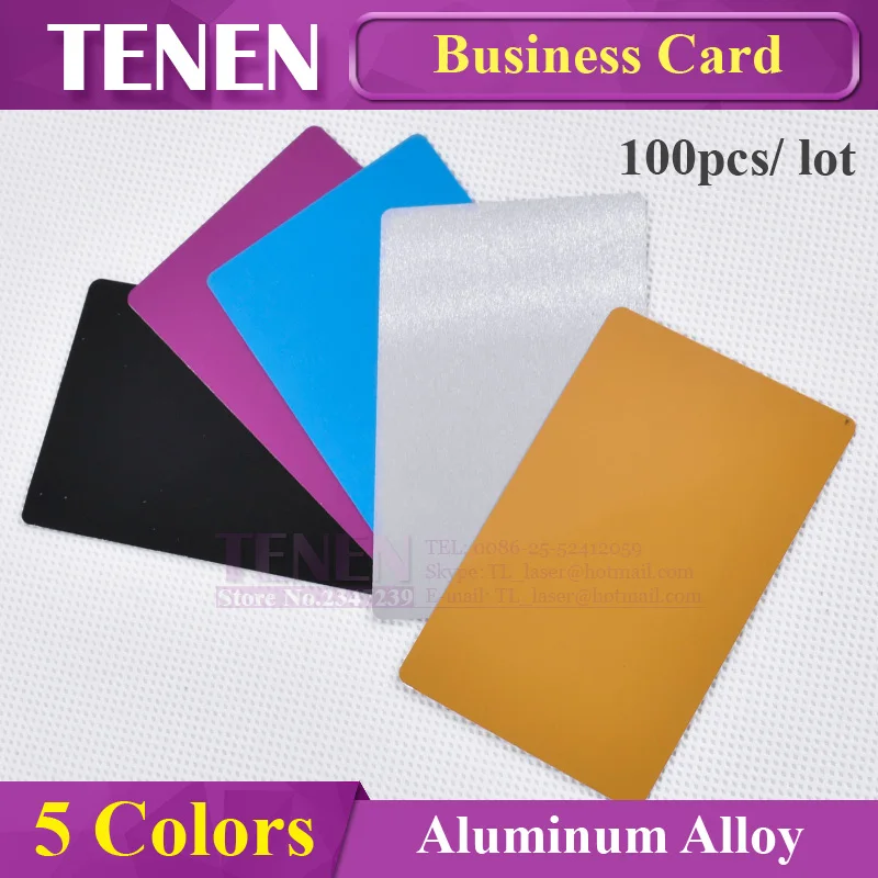 

100pcs/lot Multicolor Business Card Smooth Blank Name Cards Aluminium Alloy Metal Sheet Debugging Laser Engraved Marking Machine