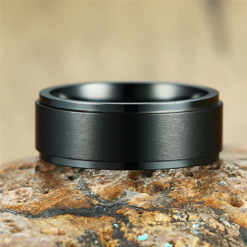 8 мм черный Спиннер кольцо для мужчин свадебные бренды обручальные кольца из нержавеющей стали ANEL Bague Anillos мужские подарки Размер США 8-13 X7-M2