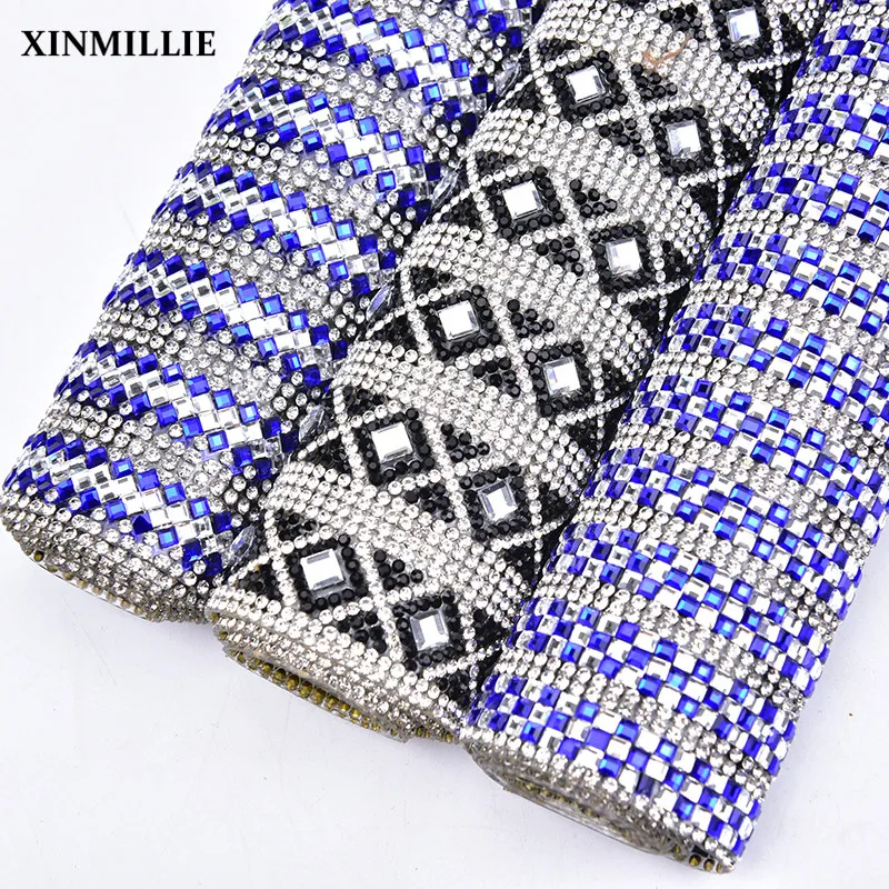 New 24*40/Roll Glass Rhinestone Crystal Mesh Hotfix Or Self Adhesive