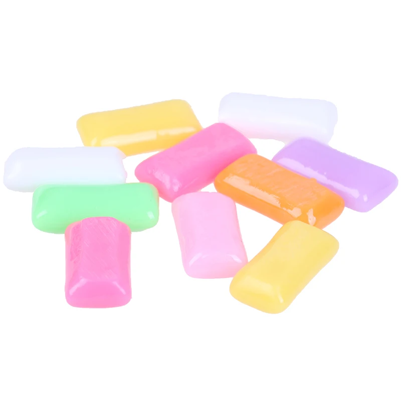 

New 10Pcs Simulation Chewing Gum Resin Cabochon Miniature Artificial Fake Food DIY Phone Case Decoration Kichen Toys