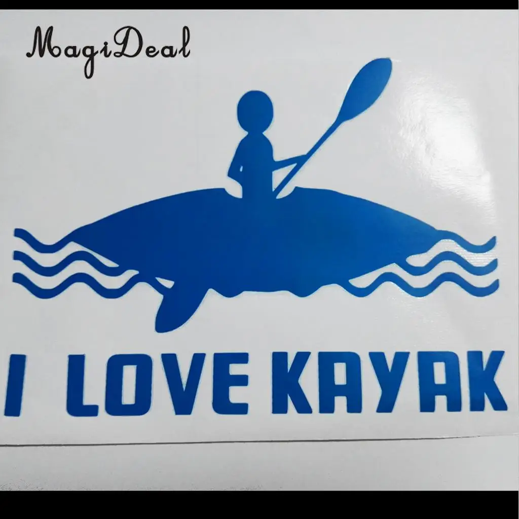 MagiDeal Waterproof 1Pc I LOVE KAYAK Kayak Canoe Stickers for Rowing Boat Funny Decal Cars Window Outdoor Surface Applications